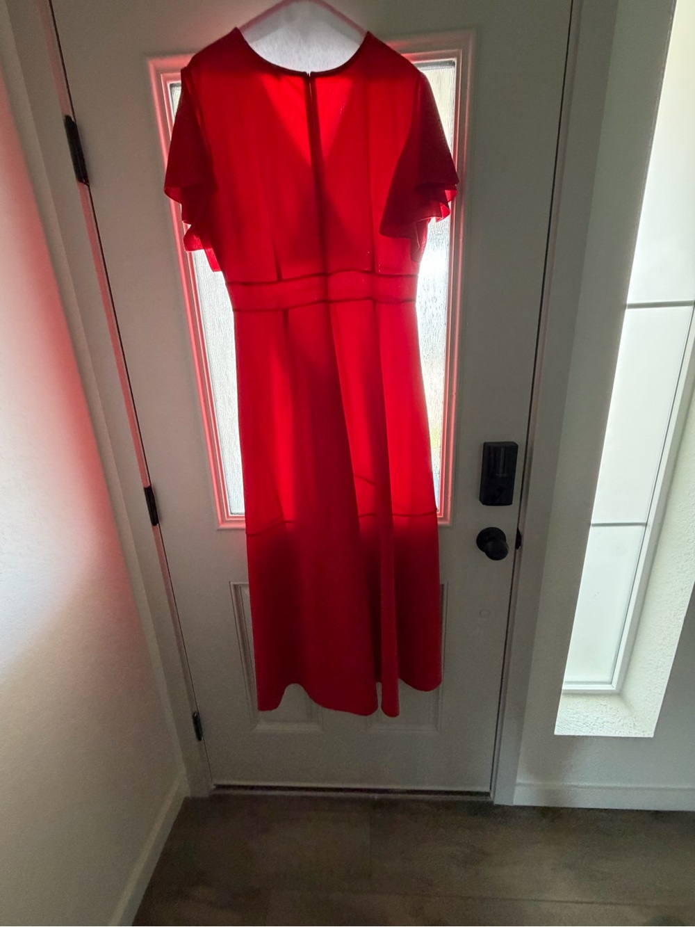 Red V-Neck High-Low Ruffle Dress - Picture 3 of 5